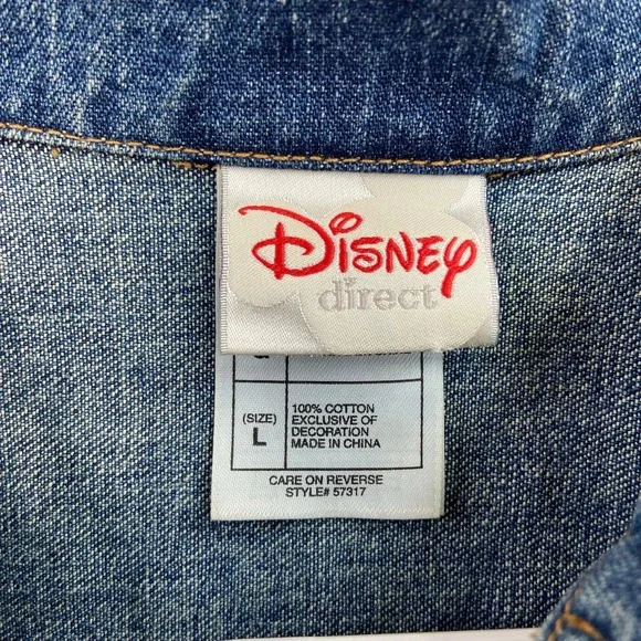 Disney Tinker Bell medium wash rustic button embroidered denim jacket cotton L - Picture 5 of 7